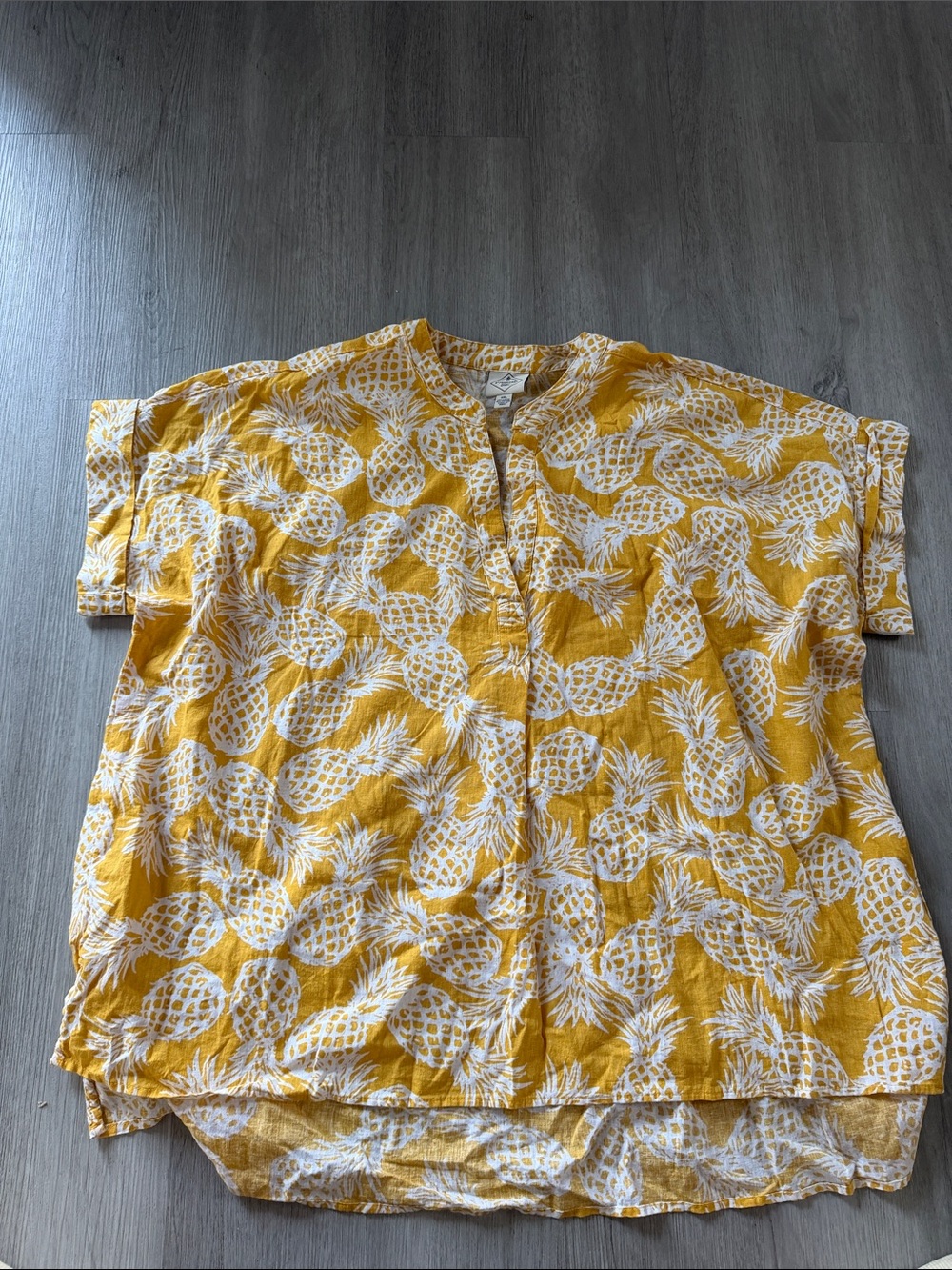 St. John's Bay Yellow Pineapple-Print Short Sleeve Tunic